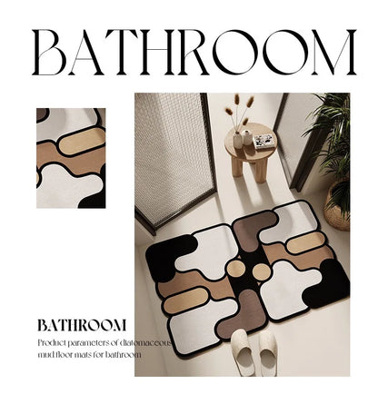 Puzzle Design Diatomite Bath Mat - Quick-Dry, Absorbent & Dirt Resistant