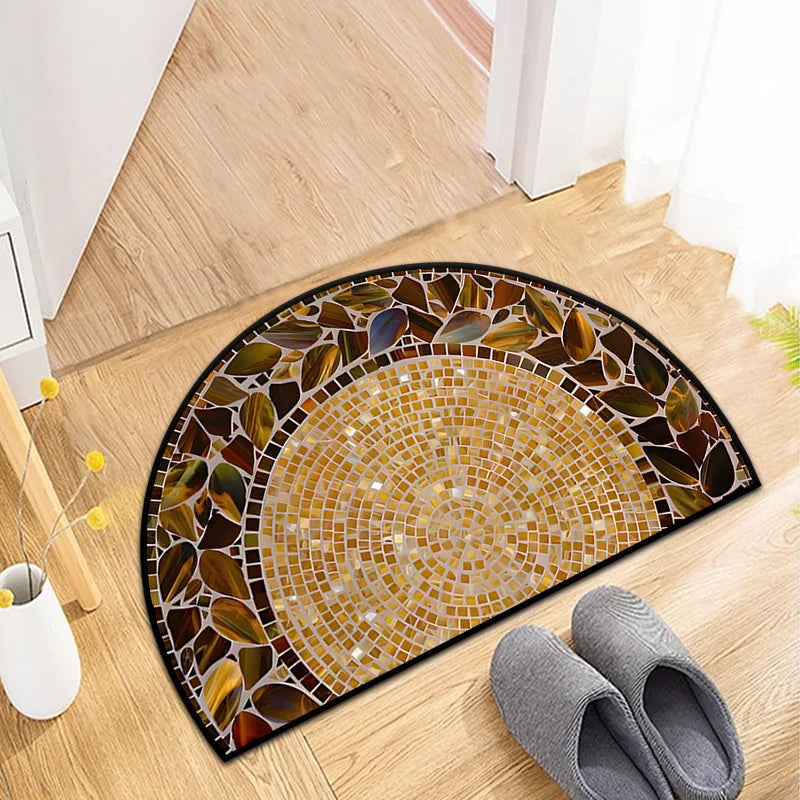 Semi-Circular Outdoor Doormat - Welcome Garden Rug for Entrance & Patio
