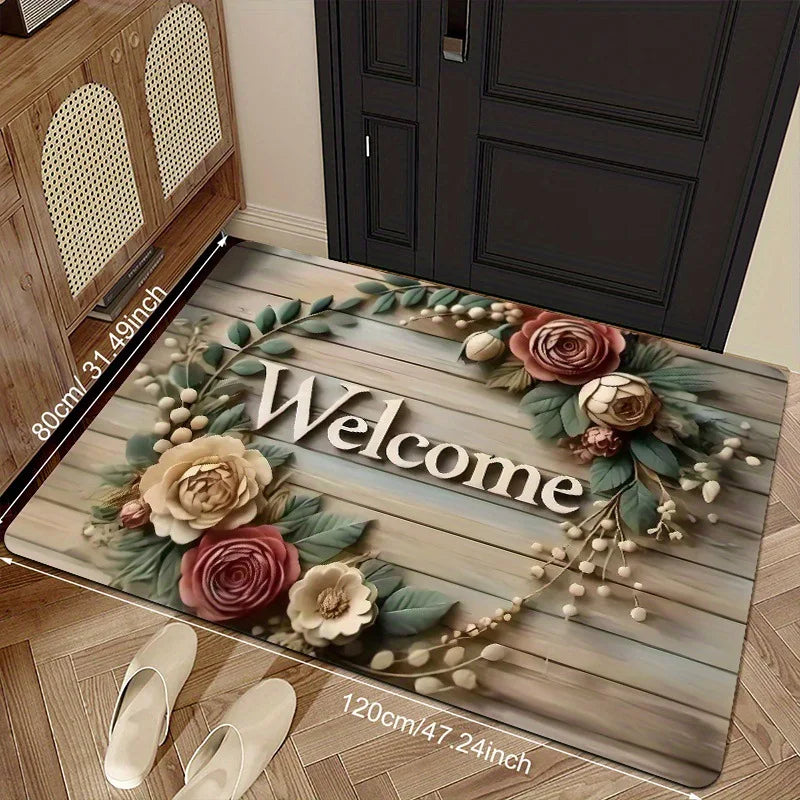 Retro Plush Doormat - Crystal Velvet Entrance Rug, Dirt Resistant & Easy Clean