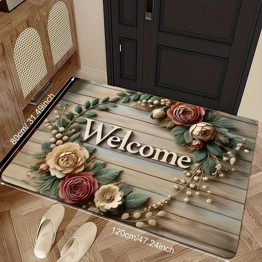 Retro Plush Doormat - Crystal Velvet Entrance Rug, Dirt Resistant & Easy Clean