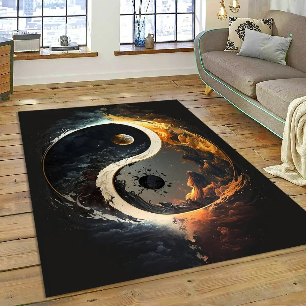 3D Yin Yang Tai Chi Rug - Meditation Area Carpet for Zen Living Room & Bedroom Decor