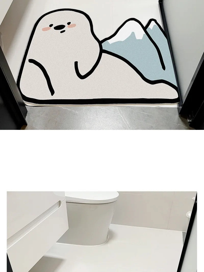 Cartoon Diatomite Bath Mat - Quick-Dry, Absorbent & Non-Slip Kids Bathroom Rug