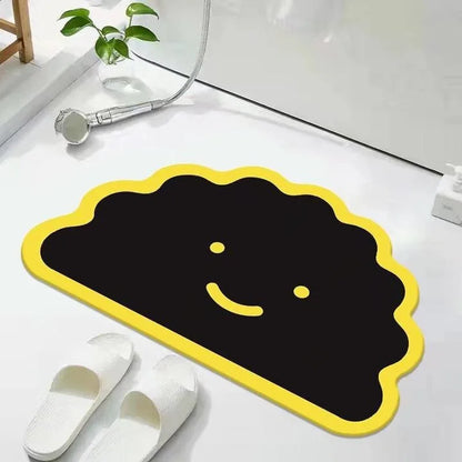 Cat Shaped Bath Mat, Diatomaceous Earth Quick Dry Mat, Funny Cat Lovers Gift, Absorbent Non-Slip Bathroom Rug, Black Cat Decor