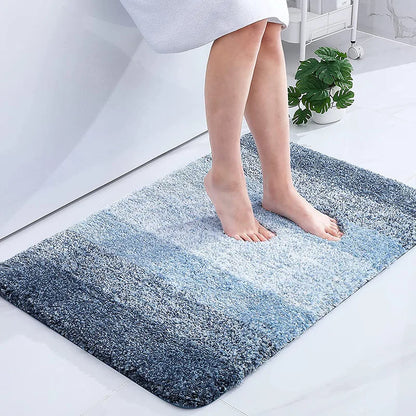 Gradient Stripe Bath Mat - Soft Faux Cashmere & Non-Slip Bathroom Rug