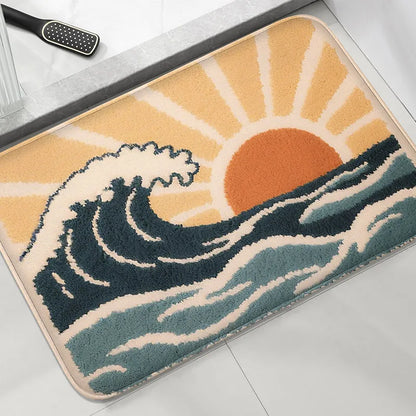 Underwater Fish Bath Mat - Absorbent & Non-Slip Shower Floor Rug for Modern Bathrooms