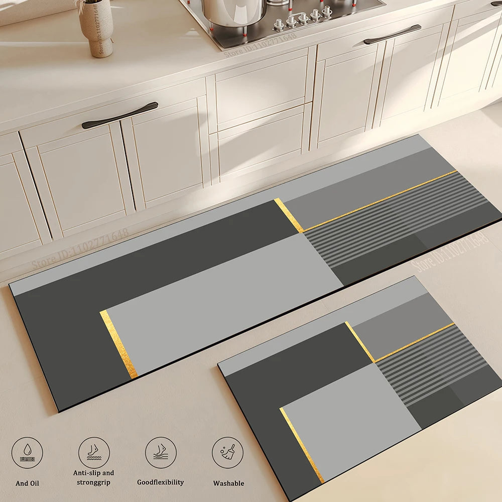 Long Absorbent Kitchen Runner Rug - Anti-Slip Floor Mat for in Front of Sink & Stove