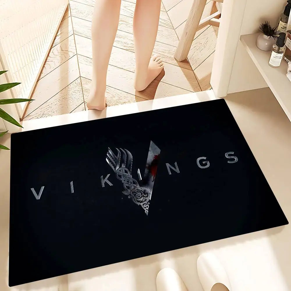 Vikings Anime Logo Mat - Non-Slip Doormat for Game Room & Bedroom Decor