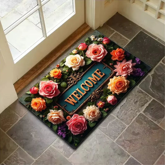 Retro Summer Doormat - Anti-Slip Welcome Mat for Indoor & Outdoor Entrance Decor