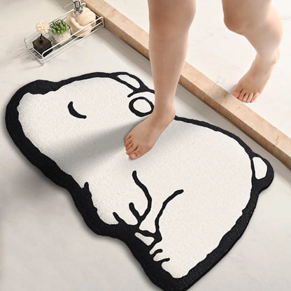 Thickened Absorbent Bath Mat, Non-Slip Flannel Toilet Rug, Dirt-Resistant Shower Floor Mat, Soft Special-Shaped Bathroom Carpet