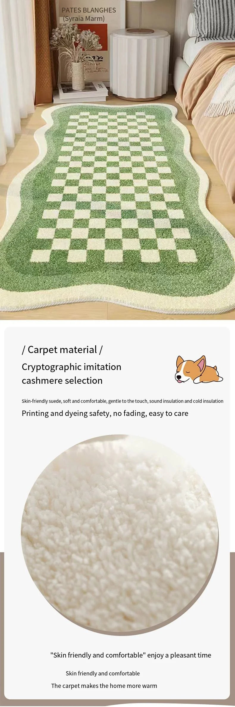 Imitation Sheep Velvet Rug, Soft Non-Slip Living Room Carpet, Quick Drying Bedroom Mat, Plush Bedside Area Rug for Home Decor