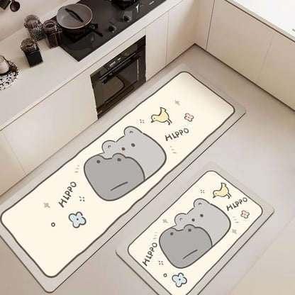 Cartoon Diatomite Kitchen Mat - Oil & Water Absorbent, Non-Slip Floor Pad