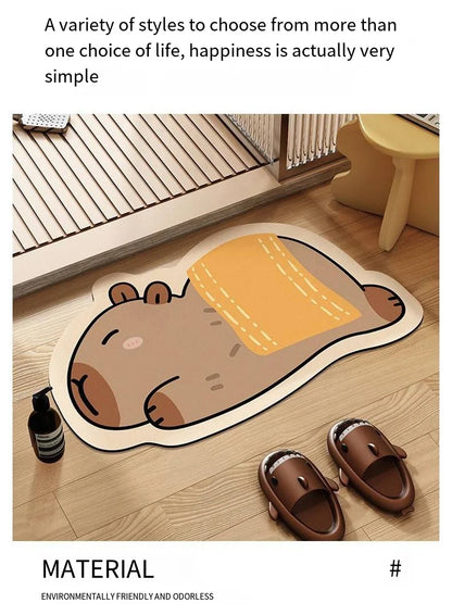 Capybara Diatomite Bath Mat - Quick-Dry, Absorbent & Non-Slip Bathroom Floor Rug