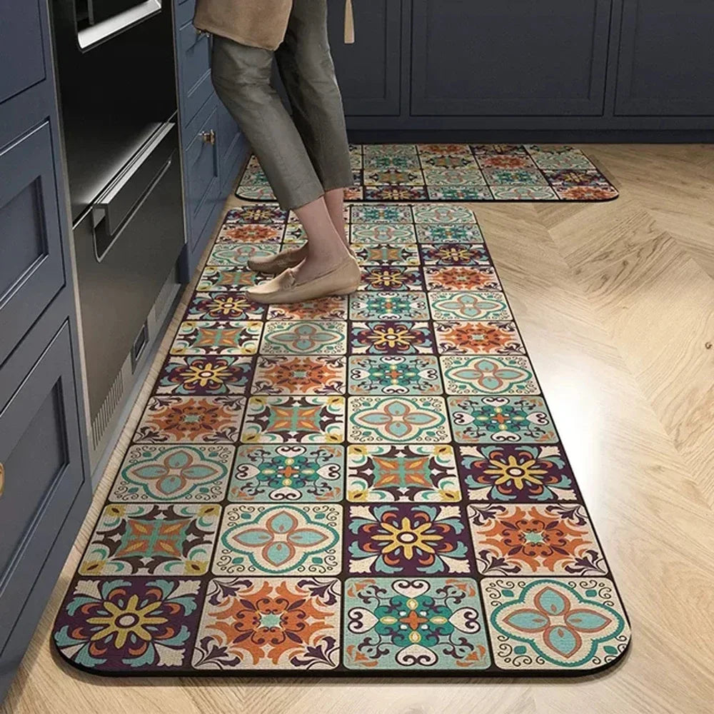 Modern Retro Floor Mat - Non-Slip & Durable Area Rug for Living Room and Kitchen