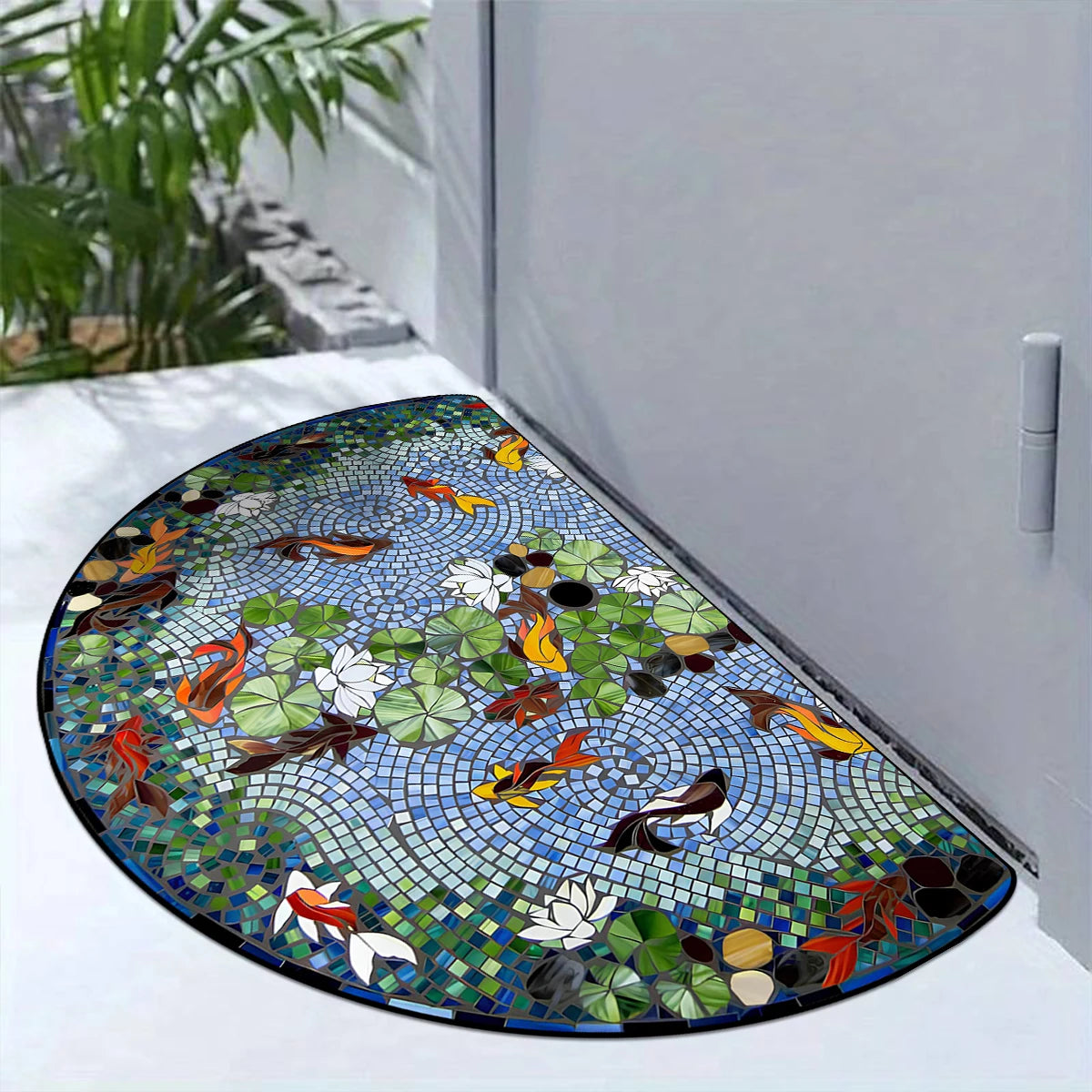 Semi-Circular Marble Doormat - Anti-Slip, Dirt & Wear Resistant Welcome Mat