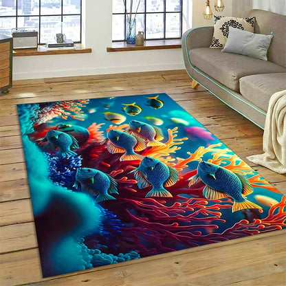 3D Dolphin Area Rug for Kids Room | Underwater World Theme | Non-Slip Playmat