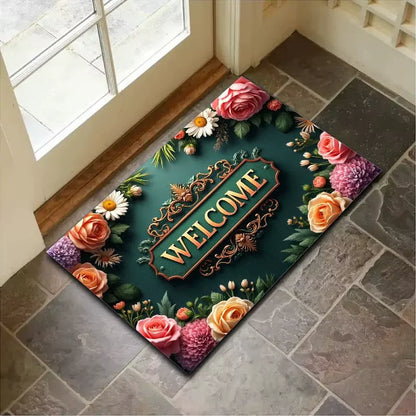 Retro Summer Doormat - Anti-Slip Welcome Mat for Indoor & Outdoor Entrance Decor