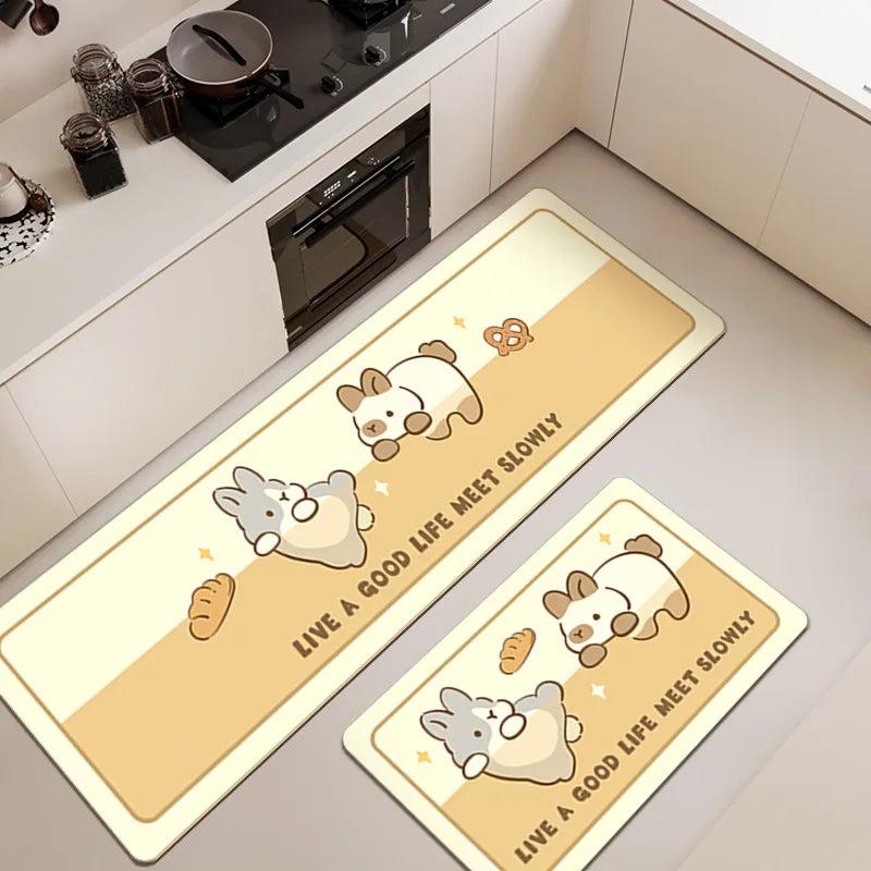 Cartoon Diatomite Kitchen Mat - Oil & Water Absorbent, Non-Slip Floor Pad