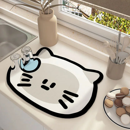 Cartoon Diatomite Bath Mat - Quick-Dry, Absorbent & Non-Slip Kids Bathroom Rug