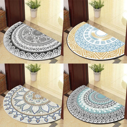 Retro Half-Moon Doormat - Vintage Style Entrance Rug for Living Room & Bedroom