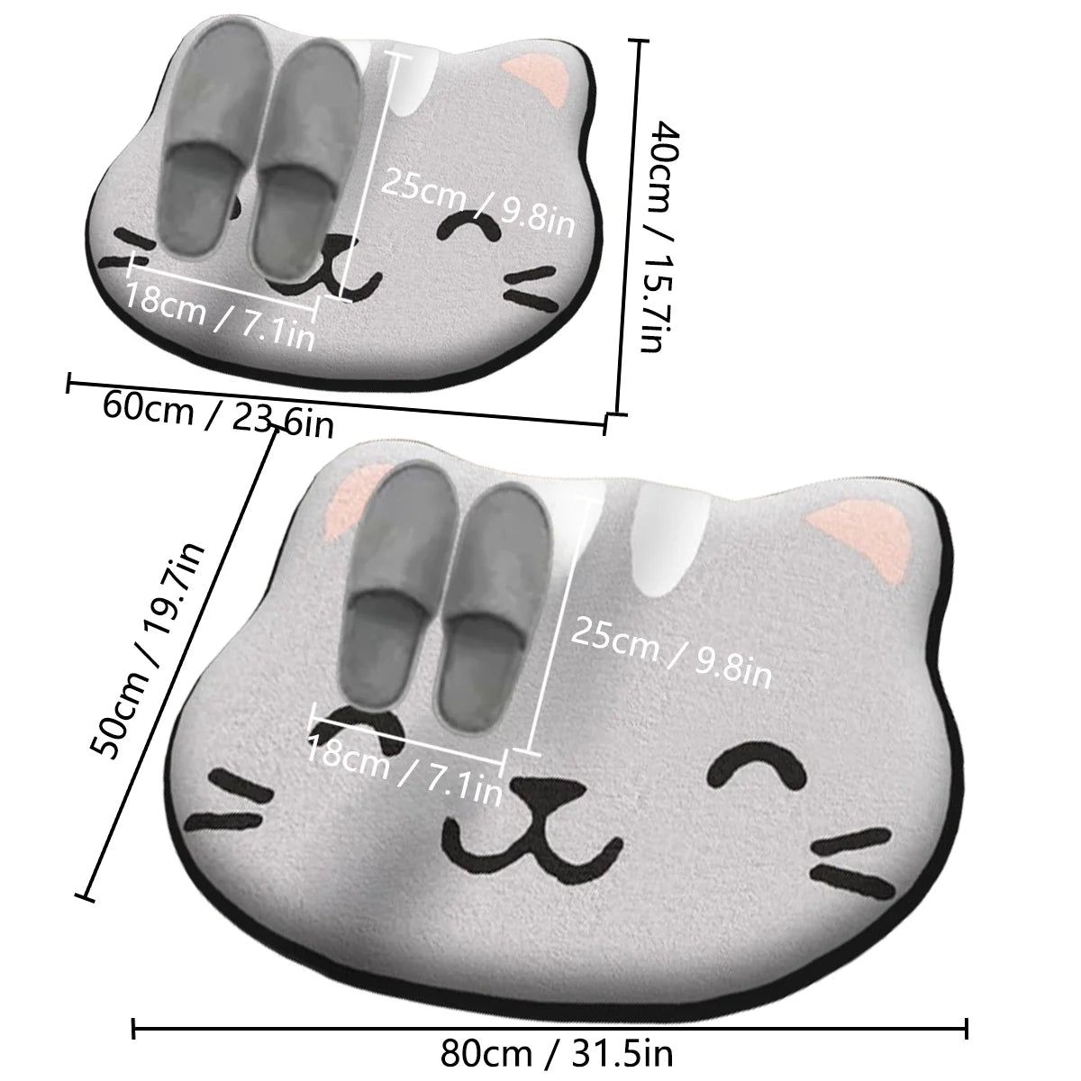Thickened Absorbent Bath Mat, Non-Slip Flannel Toilet Rug, Dirt-Resistant Shower Floor Mat, Soft Special-Shaped Bathroom Carpet