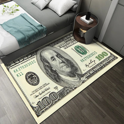 US Dollar Bill Doormat - Novelty Money Print Anti-Slip Mat for Entrance & Man Cave