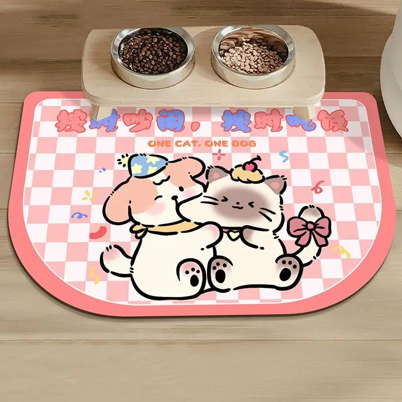 Quick-Dry Pet Feeding Mat - Easy Wipe Clean, Anti-Spill Tray for Dog & Cat Bowls