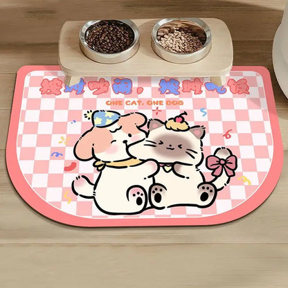 Quick-Dry Pet Feeding Mat - Easy Wipe Clean, Anti-Spill Tray for Dog & Cat Bowls