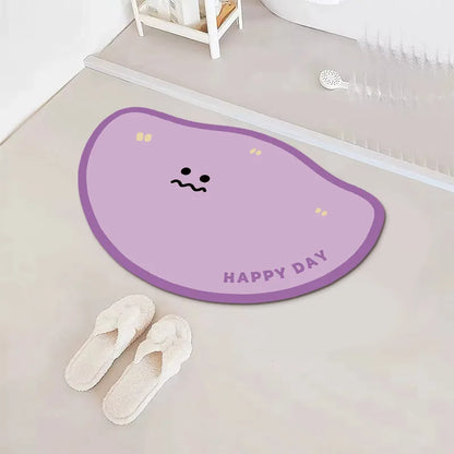 Cartoon Expressions Diatomite Mat - Cute, Non-Slip & Absorbent Bathroom Rug