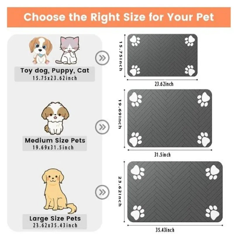 Waterproof Pet Feeding Mat - Oil Resistant, Quick-Dry & Easy Wipe Clean Tray