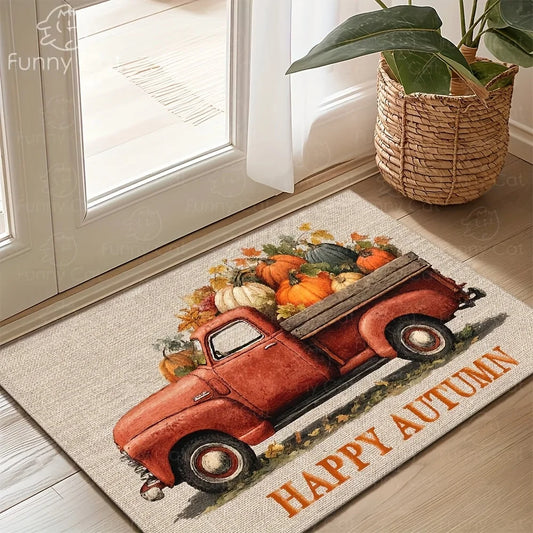 American Retro Maple Leaf Doormat - Soft Flannel Entrance Rug, Durable & Easy Clean