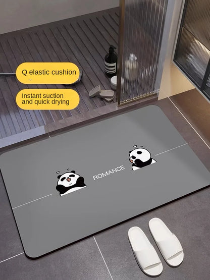 Cute Panda Diatomite Bath Mat - Super Absorbent & Non-Slip Bathroom Rug