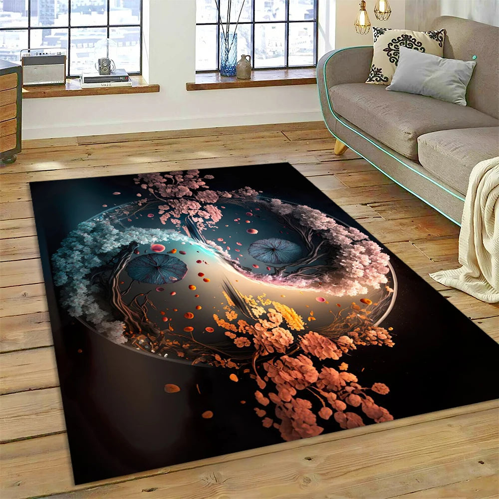 3D Yin Yang Tai Chi Rug - Meditation Area Carpet for Zen Living Room & Bedroom Decor
