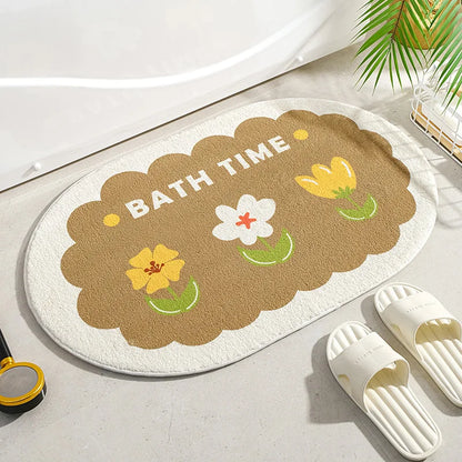 Cute Plant Bath Mat - Slip Resistant & Color-Fast Toilet Foot Rug