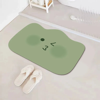 Cartoon Expressions Diatomite Mat - Cute, Non-Slip & Absorbent Bathroom Rug