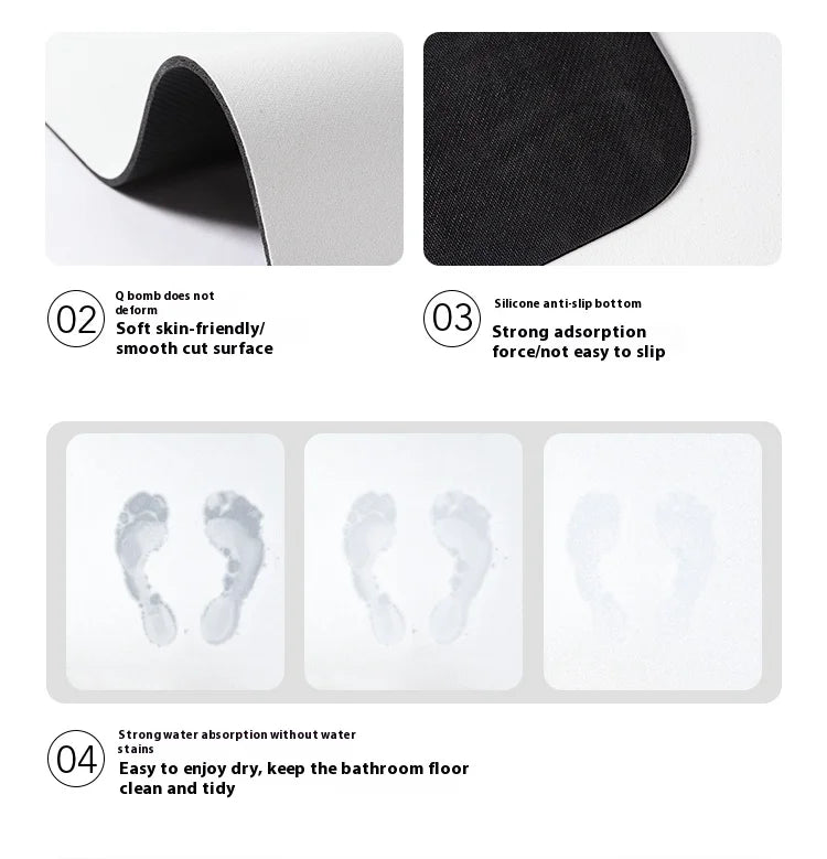 Machine Washable Diatomite Mat - Quick-Dry & Absorbent for Kitchen and Bathroom