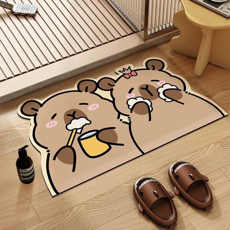 Capybara Diatomite Bath Mat - Quick-Dry, Absorbent & Non-Slip Bathroom Floor Rug