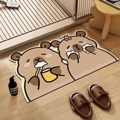 Capybara Diatomite Bath Mat - Quick-Dry, Absorbent & Non-Slip Bathroom Floor Rug