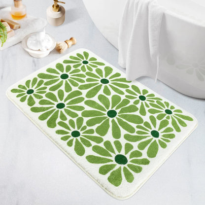 Green Leaf Anti-Slip Mat - Absorbent Kitchen & Bathroom Rug for Home Decor