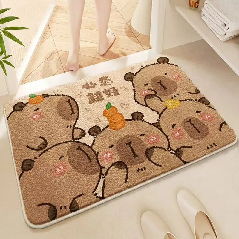 Plush Absorbent Mat - Non-Slip Faux Cashmere Rug for Bathroom & Bedroom Door