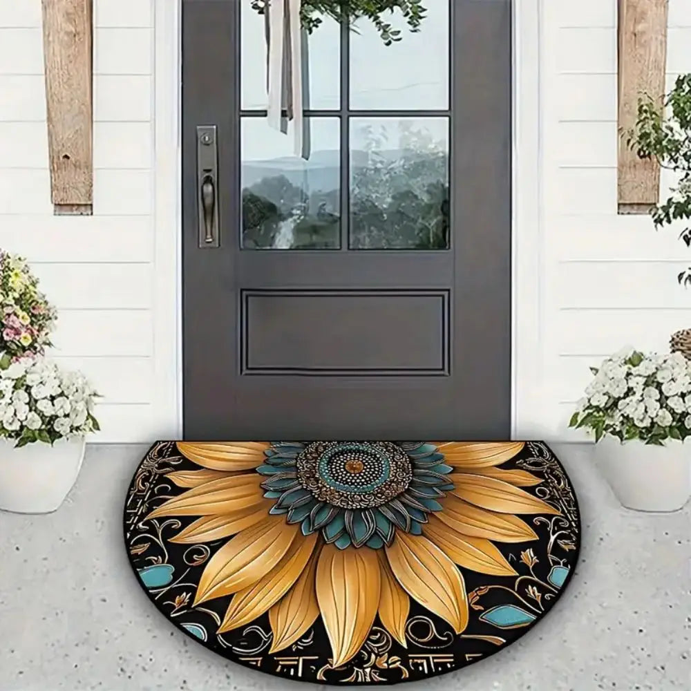 Winter Floral Doormat - Soft & Absorbent European Style Rug for Entrance & Bathroom