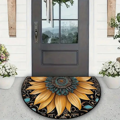 Winter Floral Doormat - Soft & Absorbent European Style Rug for Entrance & Bathroom