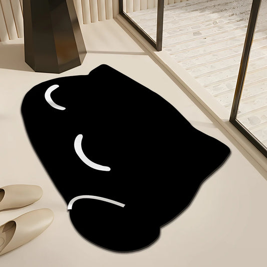 Cute Black Cat Diatom Mud Bath Mat - Quick-Dry, Anti-Skid & Super Absorbent