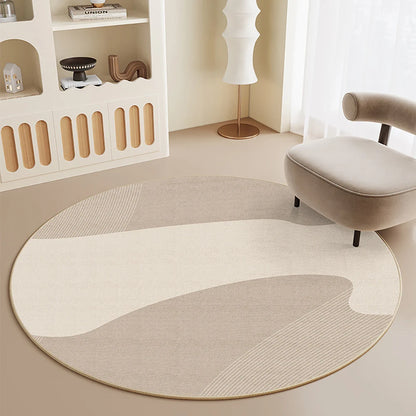 Modern Round Faux Wool Rug - Non-Slip & Washable Area Carpet for Living Room