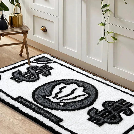 Personalized Dollar Bill Rug - Soft, Non-Slip & Washable Novelty Carpet