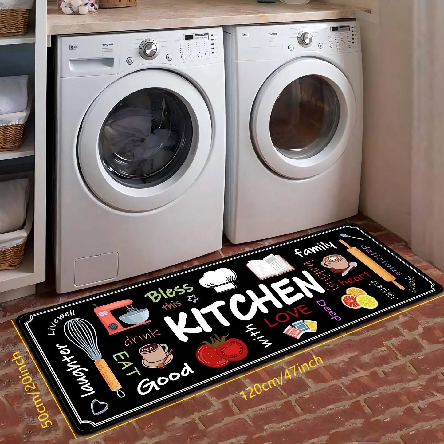 Printed Kitchen Mat (1 or 2-Pack) - Durable & Wear-Resistant Floor Rug