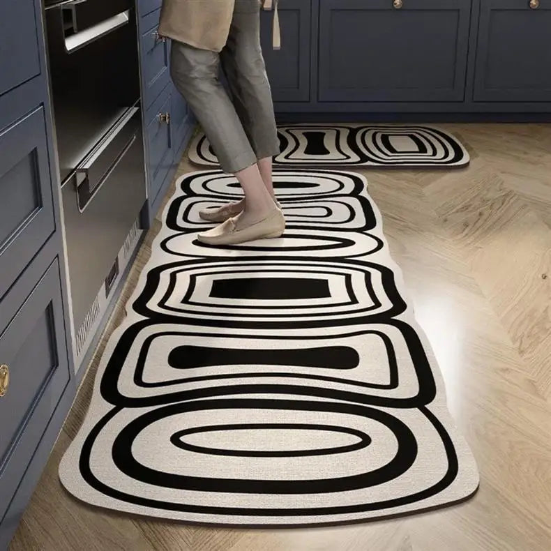 Light Luxury Diatomite Kitchen Mat 2-Piece Set - Absorbent & Anti-Slip Runner Rugs