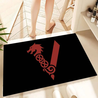 Vikings Anime Logo Mat - Non-Slip Doormat for Game Room & Bedroom Decor