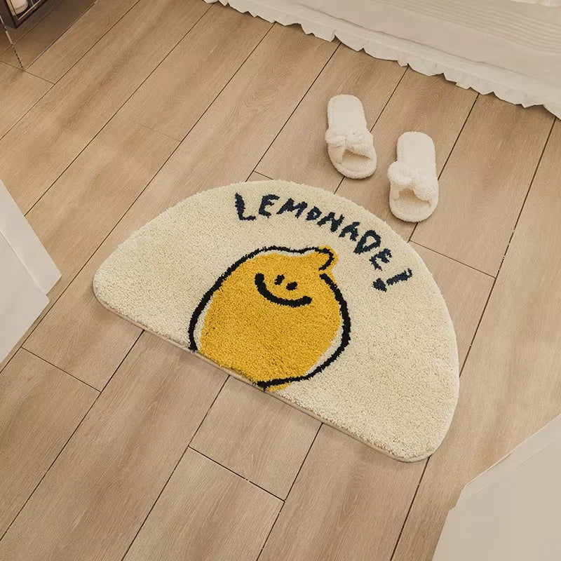 Cartoon Half-Moon Floor Mat - Non-Slip Semi-Circular Rug for Bedroom & Living Room