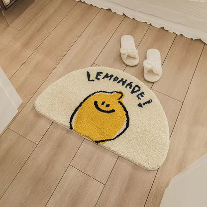 Cartoon Half-Moon Floor Mat - Non-Slip Semi-Circular Rug for Bedroom & Living Room