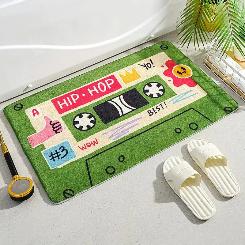 Cartoon Music Tape Doormat - Waterproof & Non-Slip Entrance Mat for Balcony & Bathroom